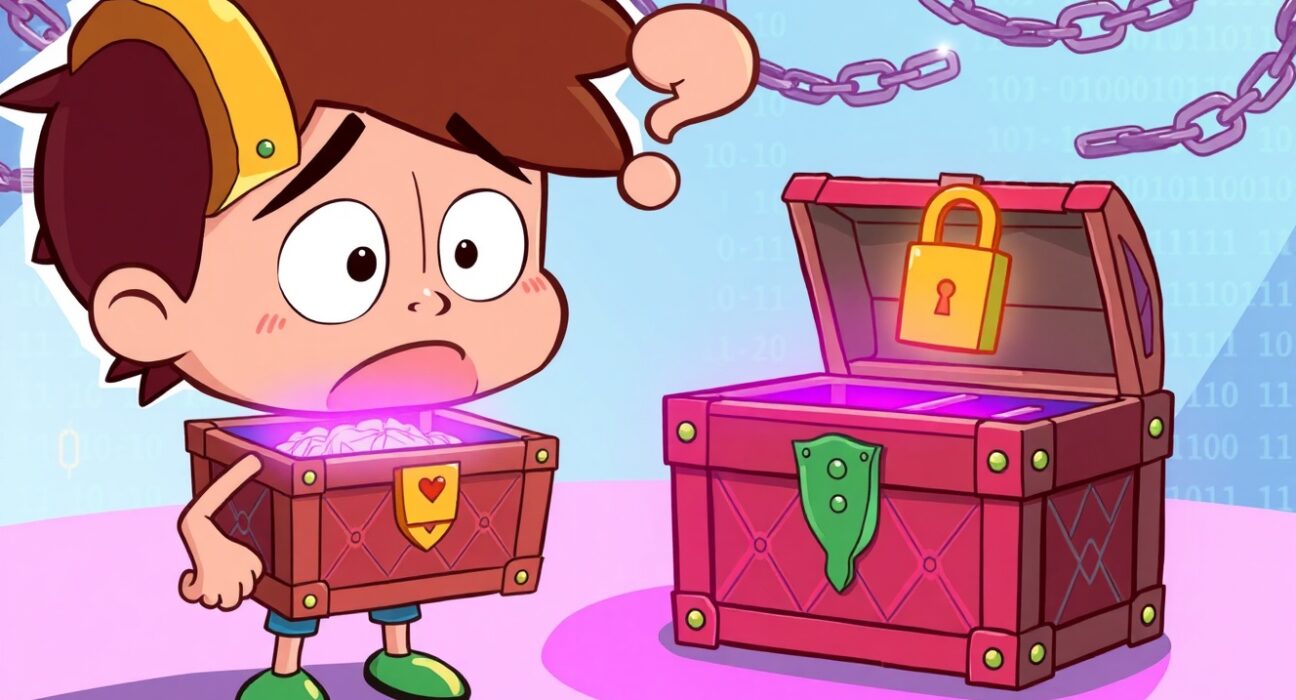 Cartoon illustration of a devastating address poisoning attack causing confusion between two similar digital wallets.