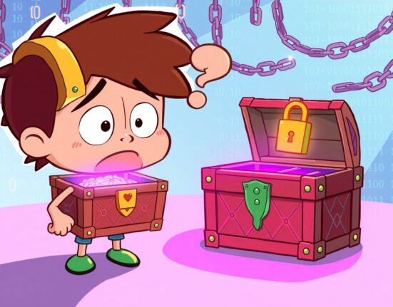 Cartoon illustration of a devastating address poisoning attack causing confusion between two similar digital wallets.