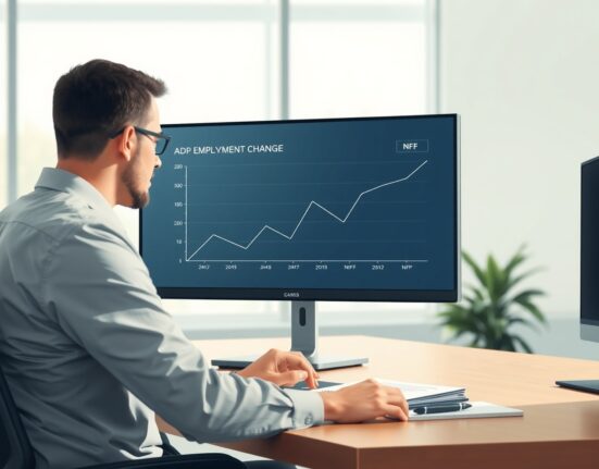 Analyst reviewing ADP and NFP employment data charts for U.S. labor market insights.