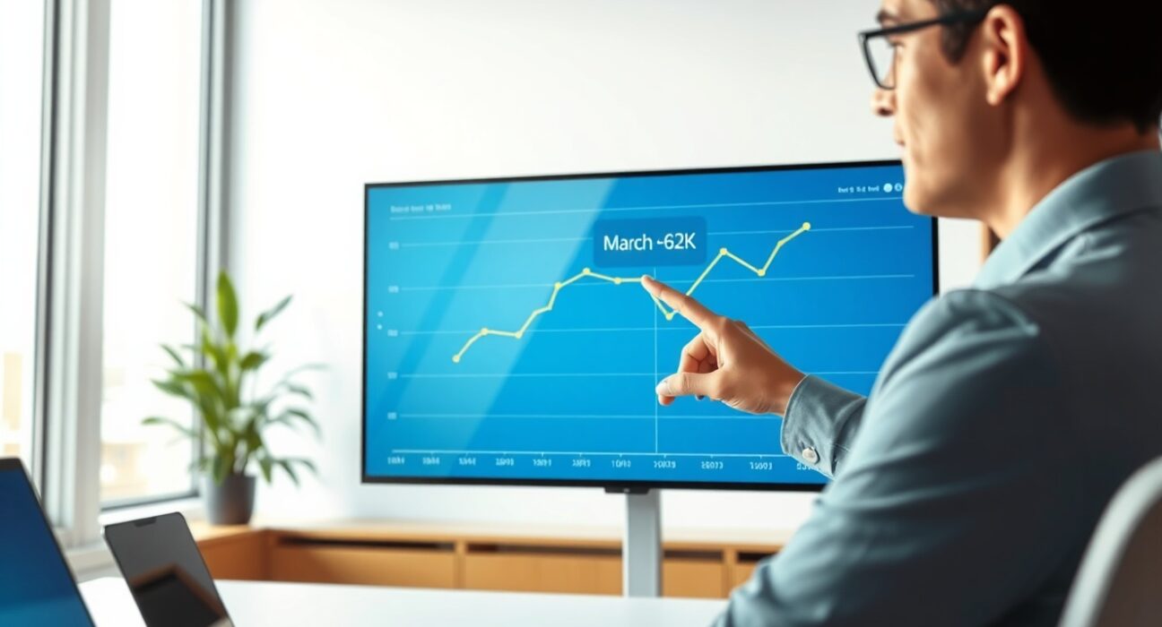 Analyst reviews ADP Employment Change data showing a March 2025 increase of 62,000 private sector jobs.