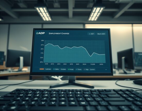 ADP Employment Change data dashboard showing subdued US job growth for March 2025 economic analysis.