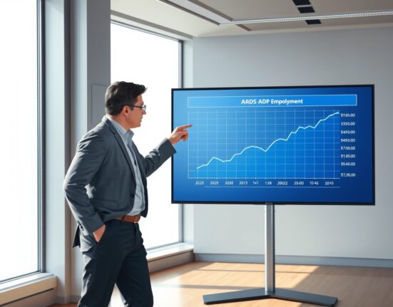 Economic analyst reviews ADP Employment Change data chart ahead of Nonfarm Payrolls report.