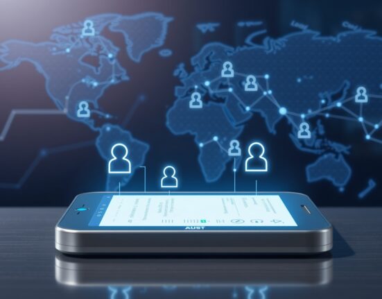 Conceptual image of an AI agent payment system with blockchain network and global merchant connections