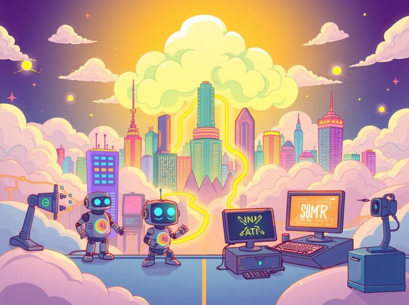 Aethir enterprise computing vision shown as a vibrant cloud network powering AI and gaming services.