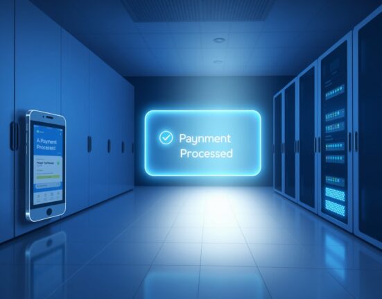 AI agents powering crypto payments through a holographic interface in a data center, highlighting the x402 protocol's role.