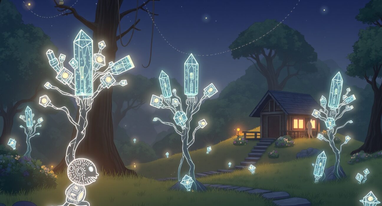 Conceptual illustration of AI agents as primary blockchain users interacting with digital protocols.