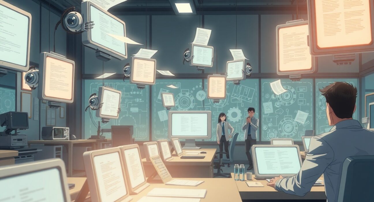 AI agents struggling with workplace tasks in professional office environment, Apex-Agents benchmark results visualization