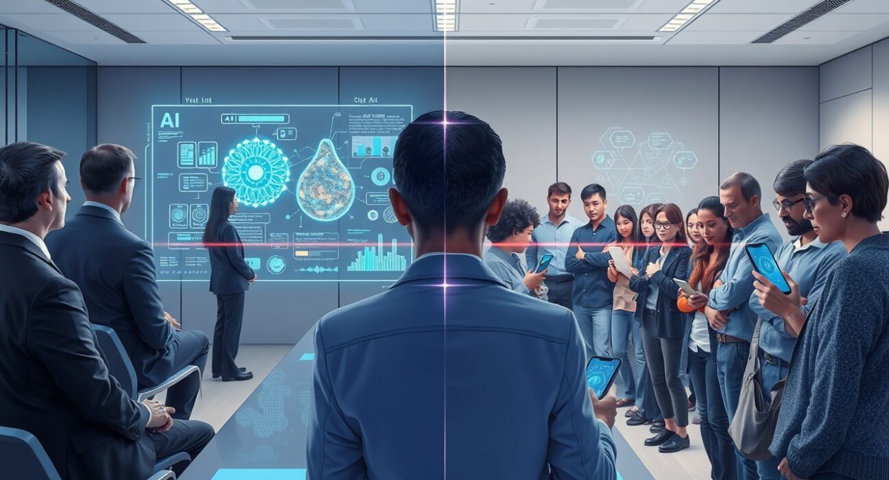 Visual representation of the AI development gap between corporate insiders and the general public in 2025