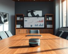 AI voice agent conducting due diligence research for private equity M&A deals in modern office