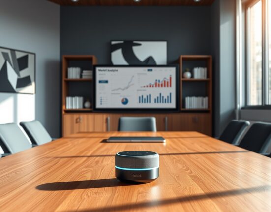 AI voice agent conducting due diligence research for private equity M&A deals in modern office