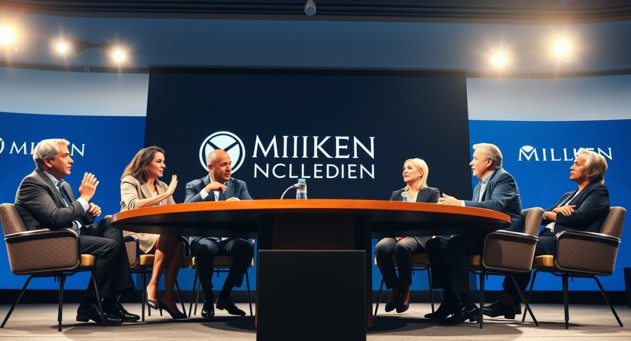 Panel of five AI industry leaders at Milken Global Conference discussing AI supply chain constraints