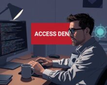 Cybersecurity researcher frustrated by AI guardrail access denial on monitor