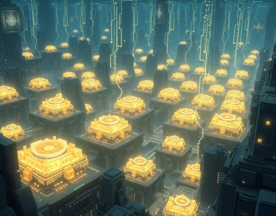 AI memory optimization in data centers with glowing memory chips and data streams