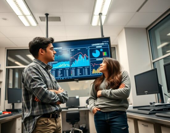 UC Berkeley PhD students analyzing the Arena AI model leaderboard data in a research lab.