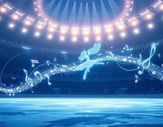 Olympic ice dancers perform to AI-generated music in a historic and controversial competition moment.