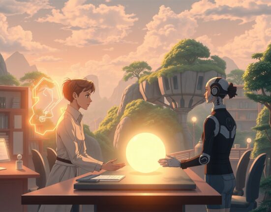 AI reshaping work through collaboration between human experts and artificial intelligence models for training.