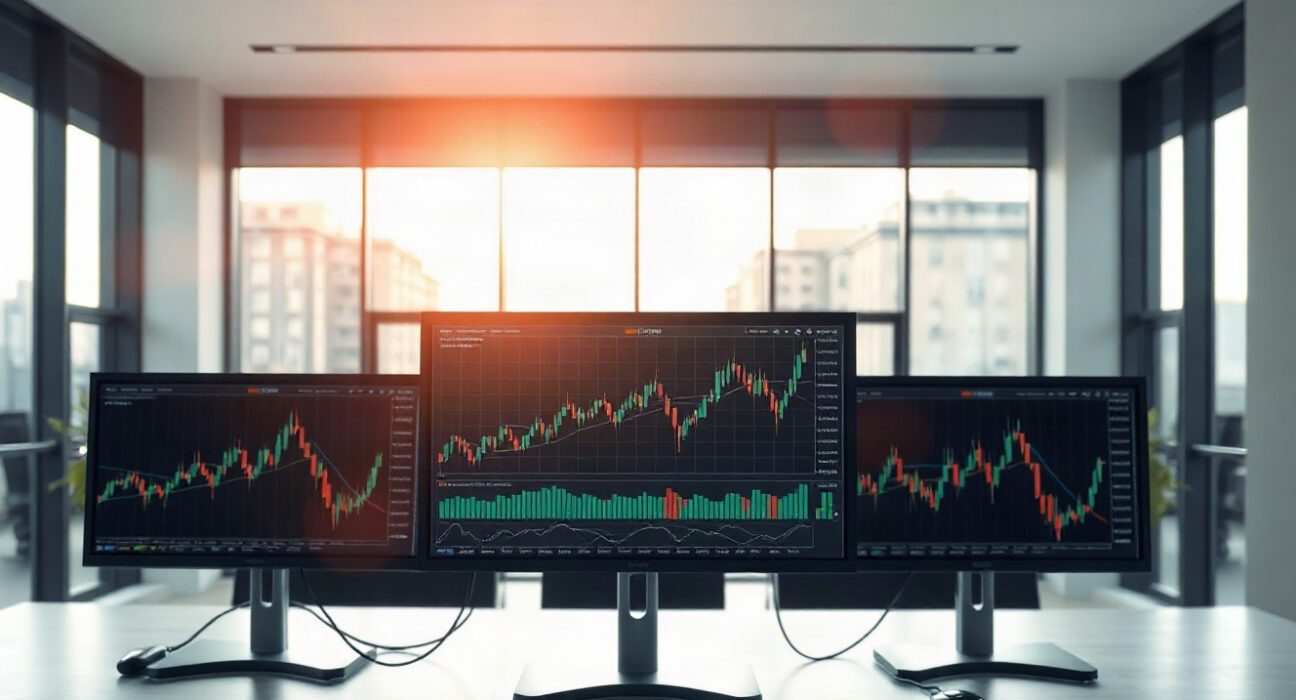Comparison of AI trading platforms in 2026 with stock charts and analytics dashboards