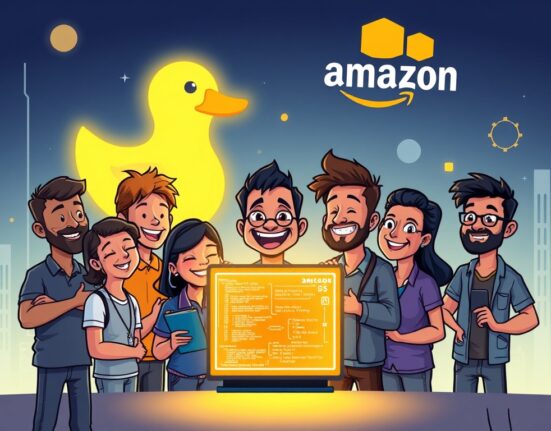 Developers collaborating at the AI Unchained Hackathon, symbolizing innovation in AI and blockchain with a significant prize.