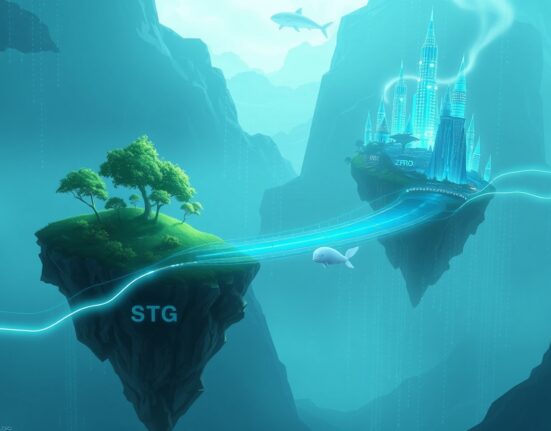 Alameda Research's major token swap from STG to ZRO visualized as a bridge between digital assets.