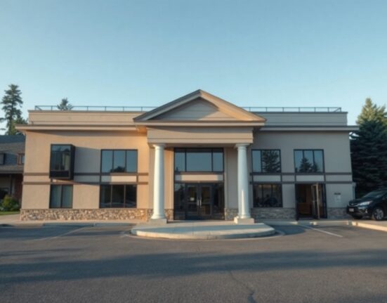 Modern office building in Maine representing Alchemy Pay's new regulatory license