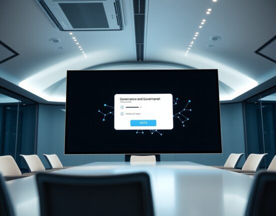 Digital governance voting screen for AlchemyChain ACH token supply adjustment proposal.