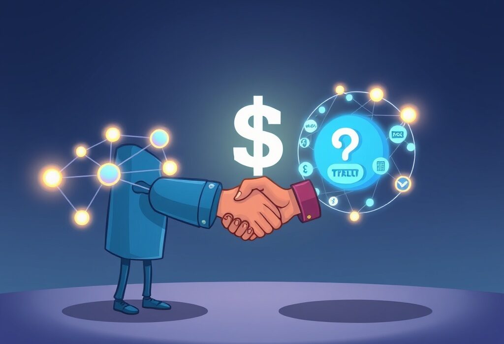 A cartoon illustration depicting the exciting collaboration of Aleo Global Dollar Network, symbolizing secure and private digital finance.