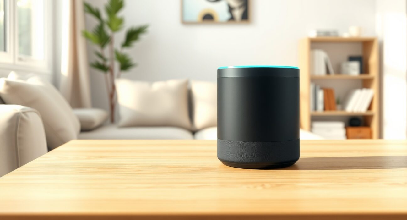 Amazon Echo smart speaker representing the new Alexa+ Sassy personality feature for adult users.