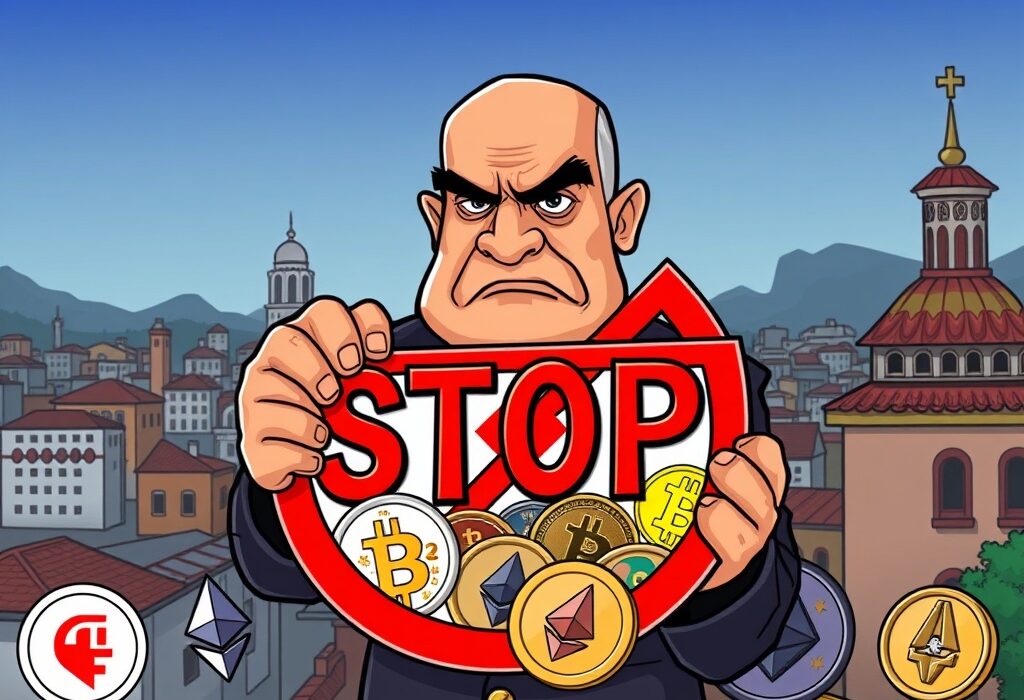 An illustration symbolizing the severe Algeria crypto ban and its broad implications for digital currency activities within the country.