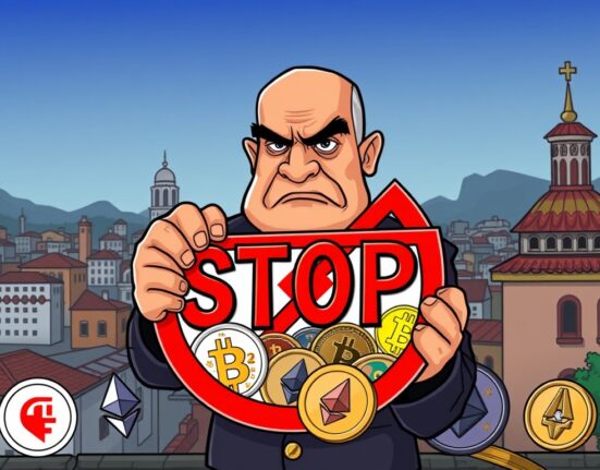 An illustration symbolizing the severe Algeria crypto ban and its broad implications for digital currency activities within the country.