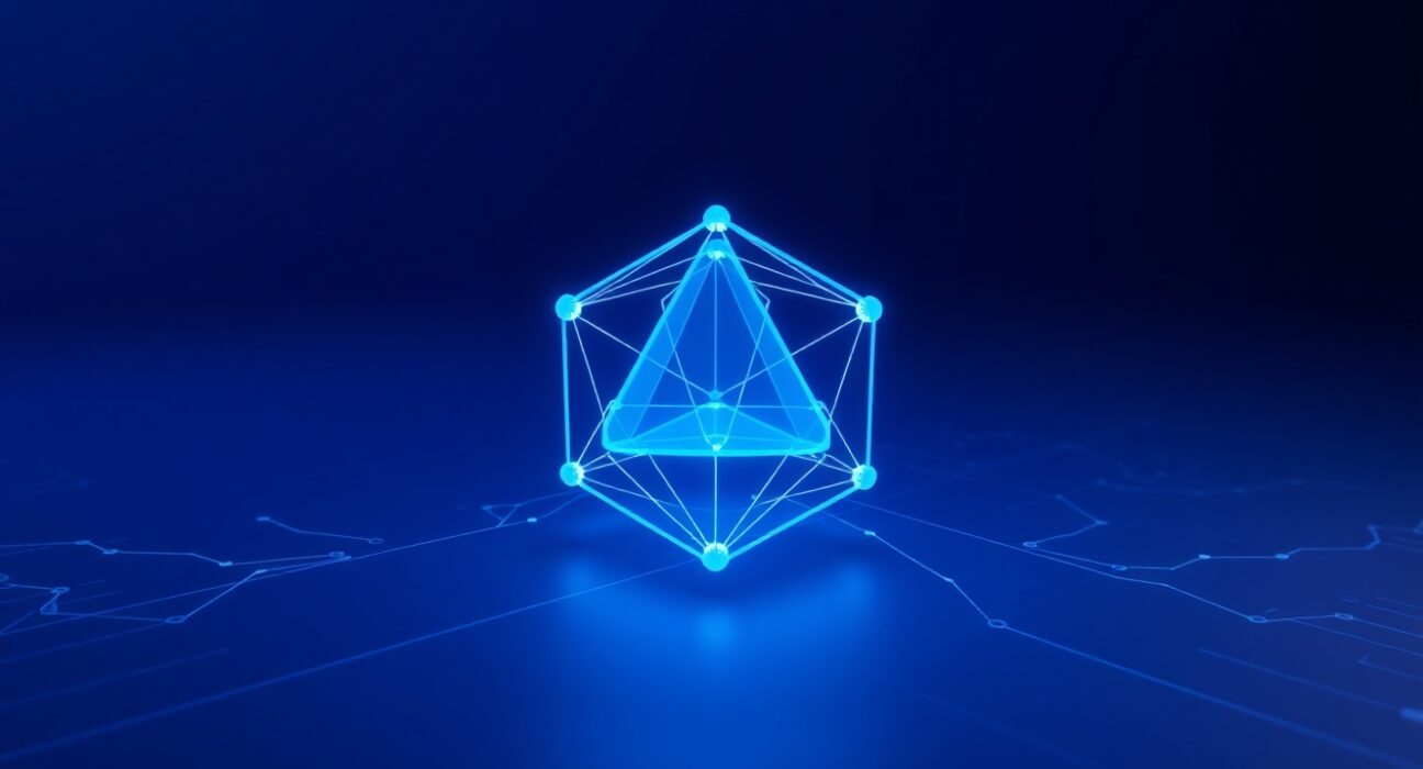 Algorand blockchain network visualization showing interconnected nodes and transaction pathways for price analysis context.