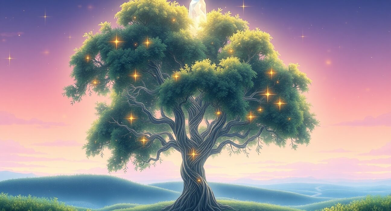 Algorand blockchain technology visualized as an organic digital ecosystem with glowing connections