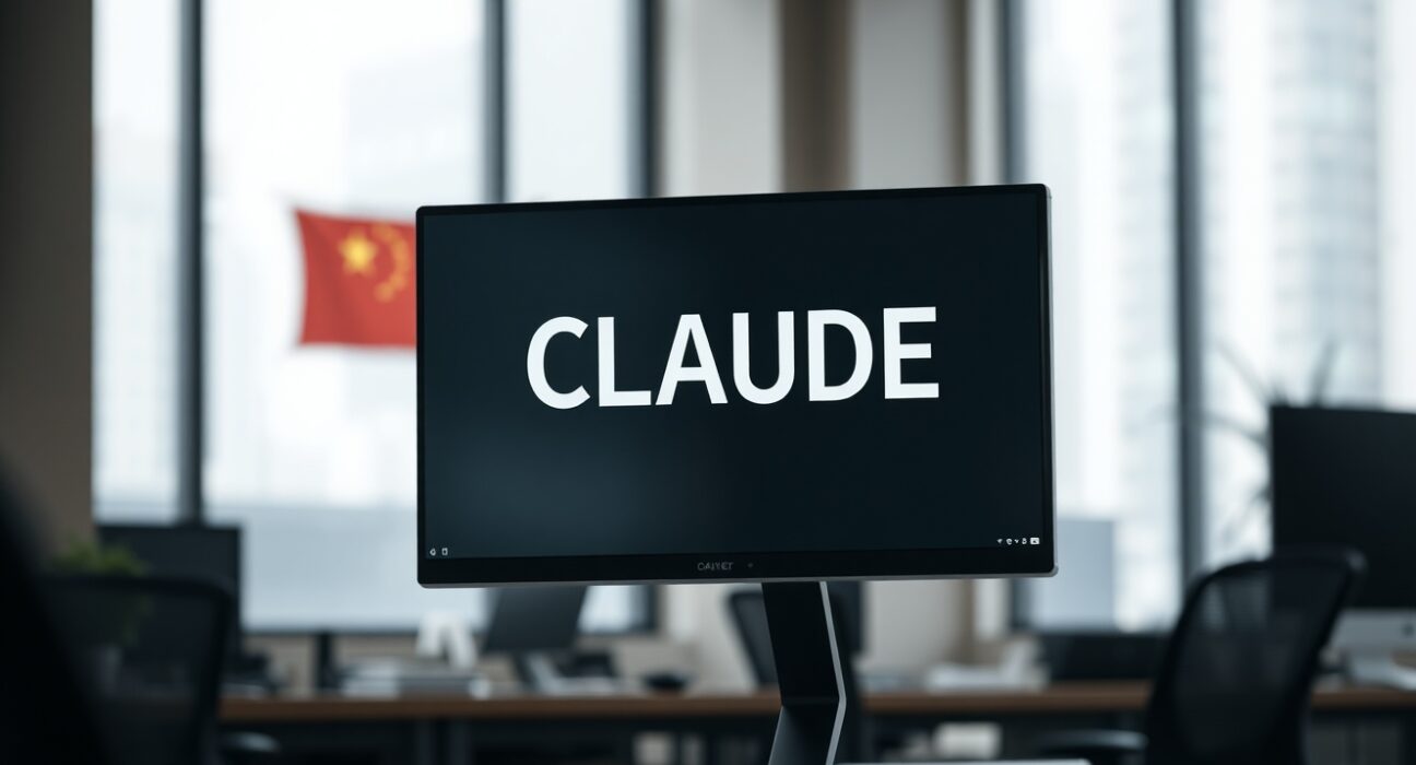 Computer screen showing Claude Code interface in a Chinese office setting