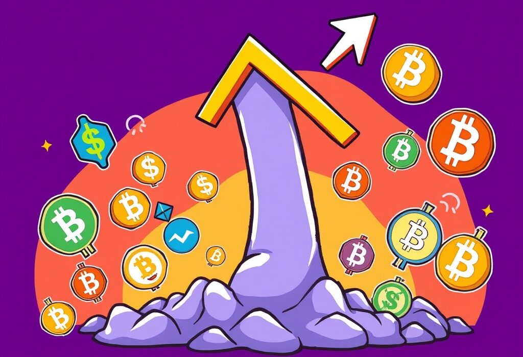Cartoon illustration showing a steep decline in global search interest for 'alt season', indicating a shift in crypto market sentiment.