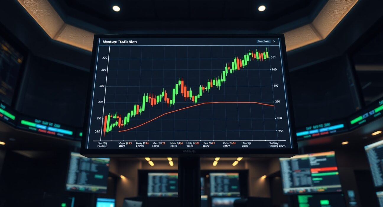 Digital trading screen showing green altcoin chart indicating market recovery