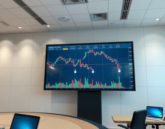 Cryptocurrency price charts on a trading screen showing downward trends for major altcoins