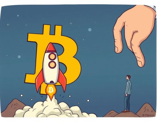 Cartoon showing a cautious hand holding back an altcoin rocket, symbolizing the analyst warnings about short-lived altcoin rallies.