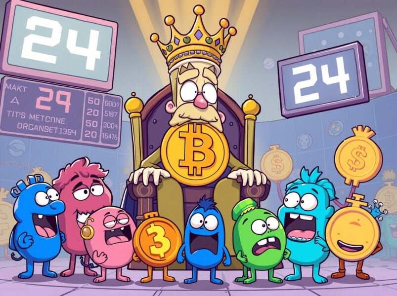 Altcoin Season Index showing Bitcoin dominance over smaller altcoins in vibrant market illustration