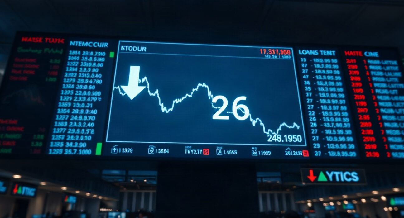 Altcoin Season Index chart showing 26 on a trading floor display