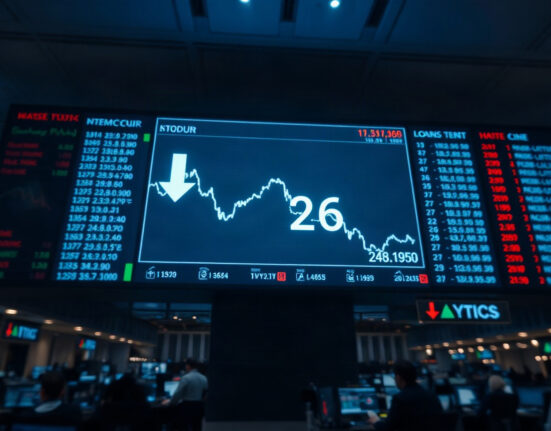 Altcoin Season Index chart showing 26 on a trading floor display