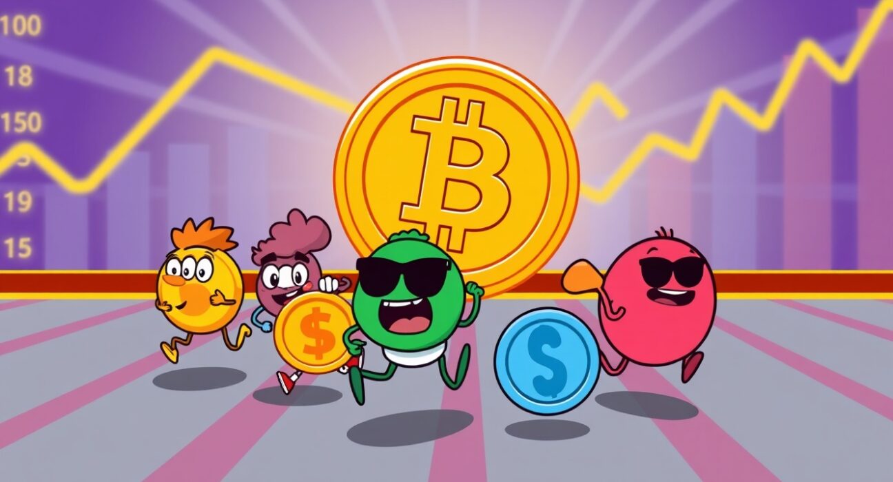 Altcoin Season Index showing colorful altcoins racing against Bitcoin in vibrant market competition