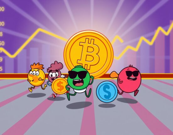 Altcoin Season Index showing colorful altcoins racing against Bitcoin in vibrant market competition