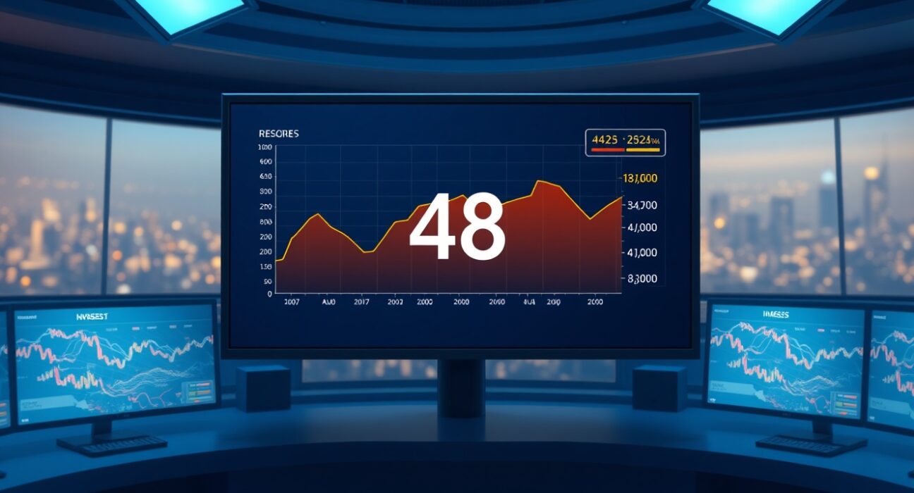 A digital dashboard displaying the Altcoin Season Index at 48, indicating neutral market conditions.