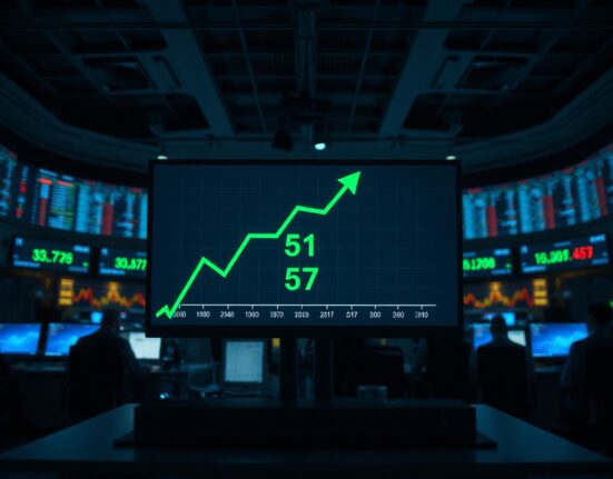 Digital display showing Altcoin Season Index at 51 with an upward arrow in a trading office.