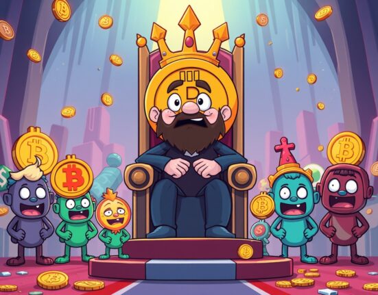 Altcoin Season Index showing Bitcoin dominance over smaller cryptocurrencies in vibrant market illustration