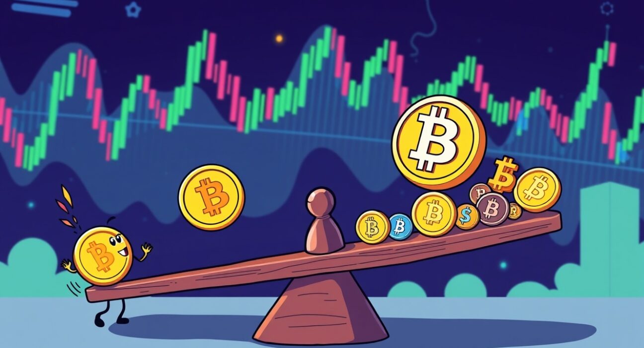Altcoin Season Index visualization showing Bitcoin dominance over smaller cryptocurrencies in market performance