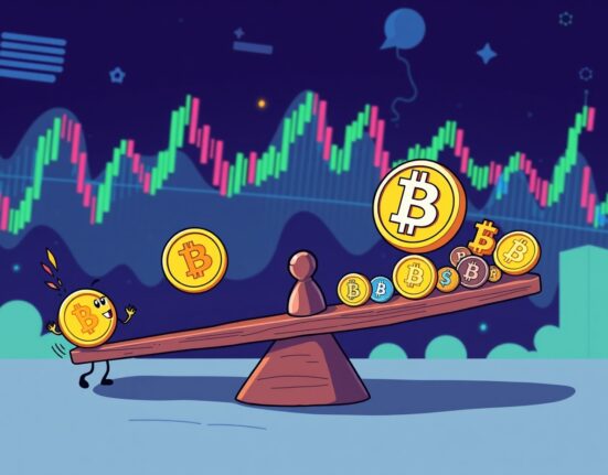 Altcoin Season Index visualization showing Bitcoin dominance over smaller cryptocurrencies in market performance
