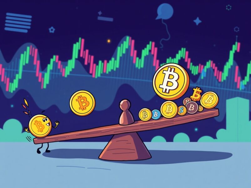 Altcoin Season Index visualization showing Bitcoin dominance over smaller cryptocurrencies in market performance