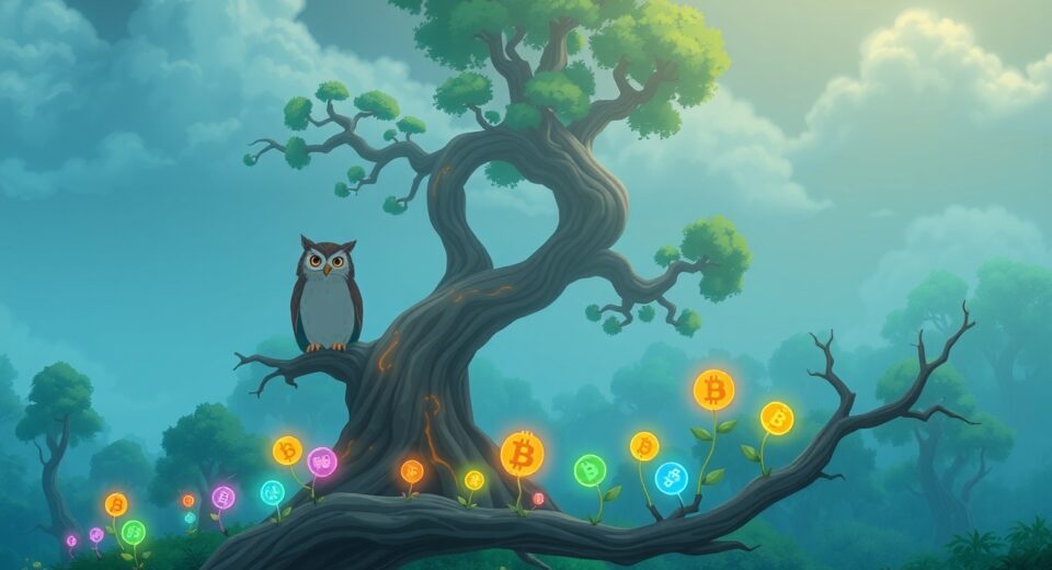 Analytical visualization of the Altcoin Season Index drop showing Bitcoin dominance over altcoins.