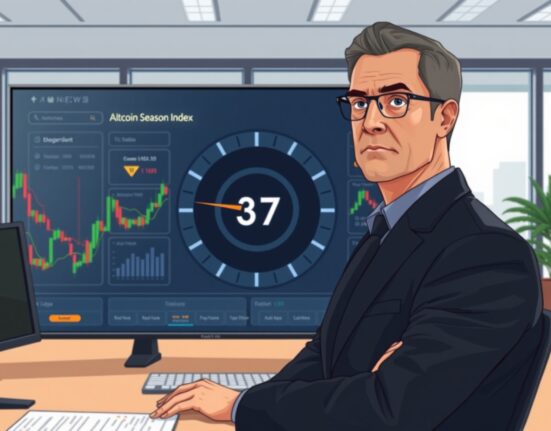 Analyst reviewing the Altcoin Season Index data on a financial market dashboard.