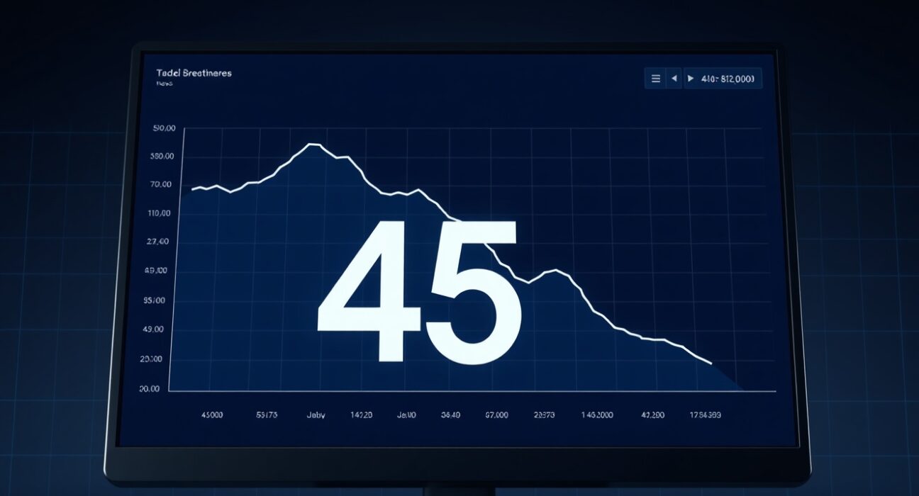 Data visualization showing the Altcoin Season Index dropping to a value of 45, indicating market analysis.